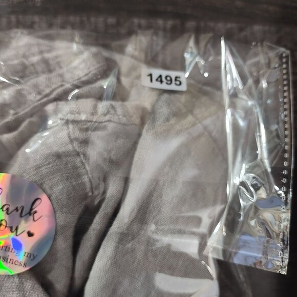 Angela Mara Womens Linen Button Up Summer Top Gray Tie Front Lagenlook Italy - Picture 10 of 10